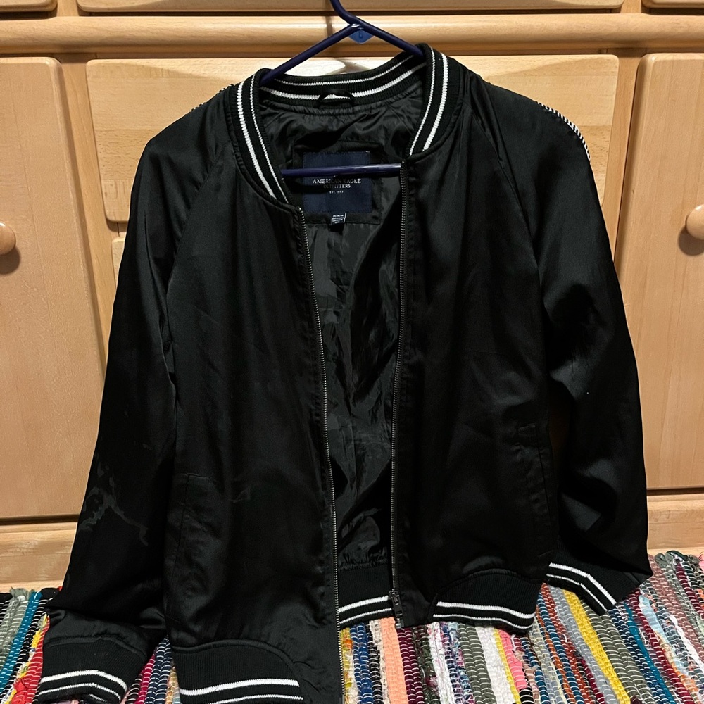 Zara Black Jacket with Striped Trim